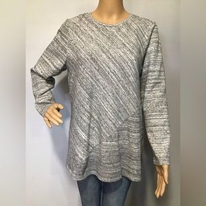 PURE J JILL WOMEN LARGE LIGHT GRAY COTTON SWEATER PULLOVER